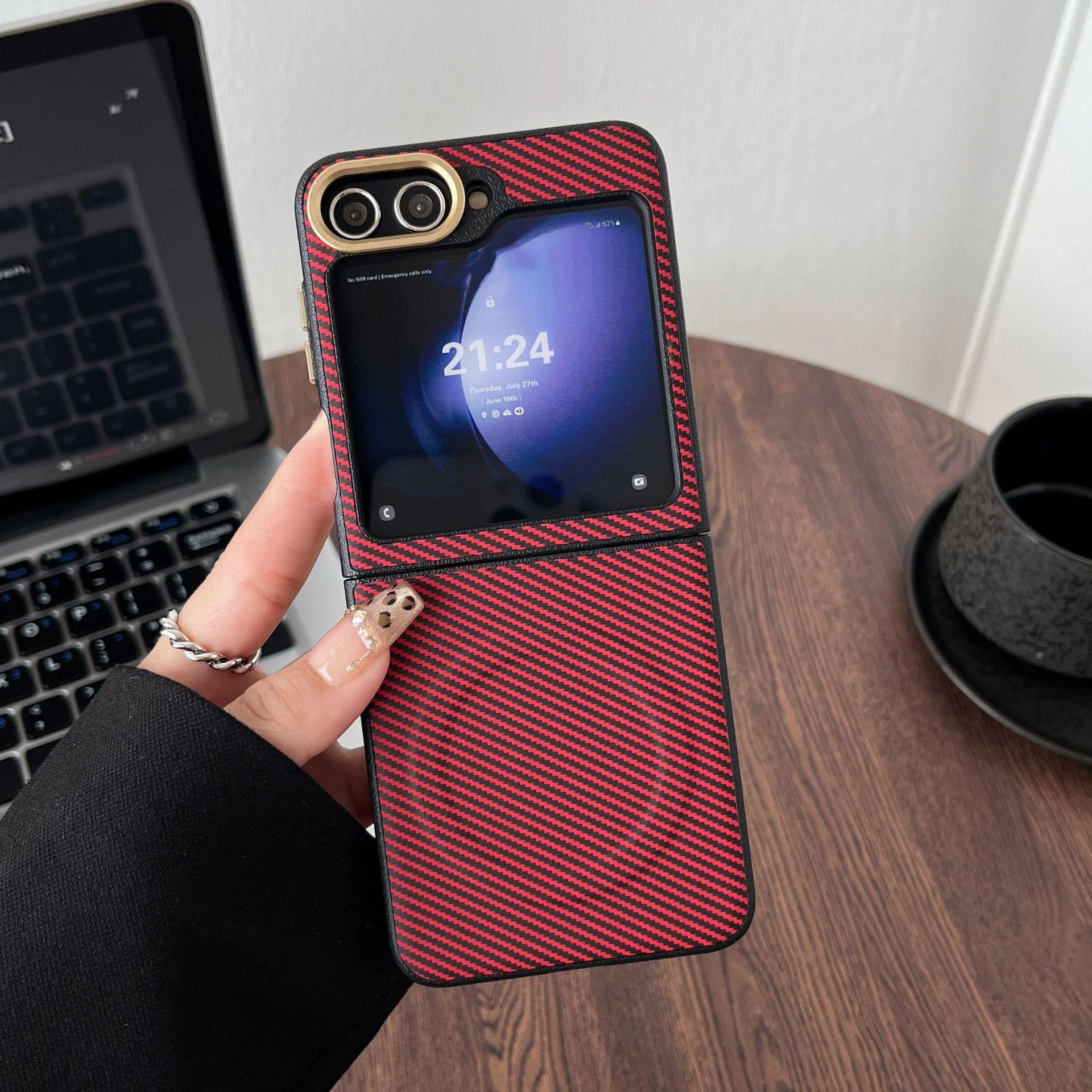 

Простое магнитное крепление для складного чехла для телефона Samsung Zflip6 Zflod 6 Защитный чехол с текстурой кевларового углеродного волокна Flip 4
