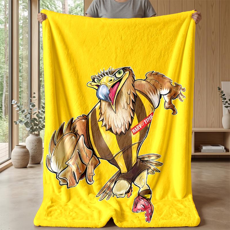Harv Time FootballPrinted Flannel Blanket Cozy Skin-Friendly Warm Throw for Couch Bed Indoor Daily Use