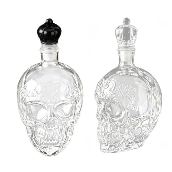 Decantador de Uísque Caveira, Garrafa de Vidro Gótica de 500ml com Rolha, Dispensador de Espírito de Halloween para Bar Doméstico, Decantador de Bebida Assustador Presente