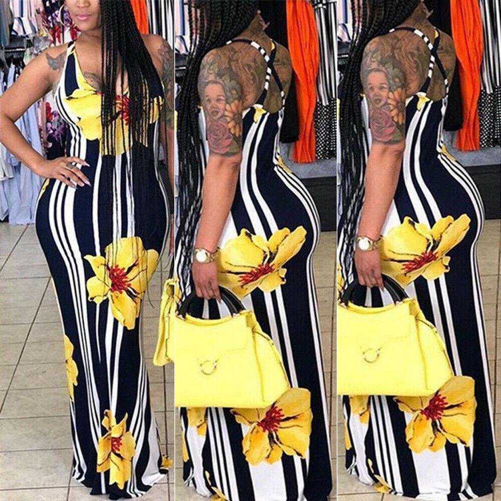 Stunning Plus Size Lady Floral Boho Party Bodycon Maxi Dress For Elegant Occasions