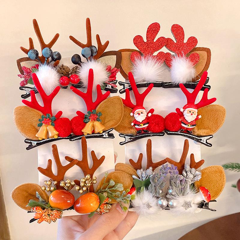 Christmas Antler Hair Clips for Girls - Holiday Party Hair Accessories for Children