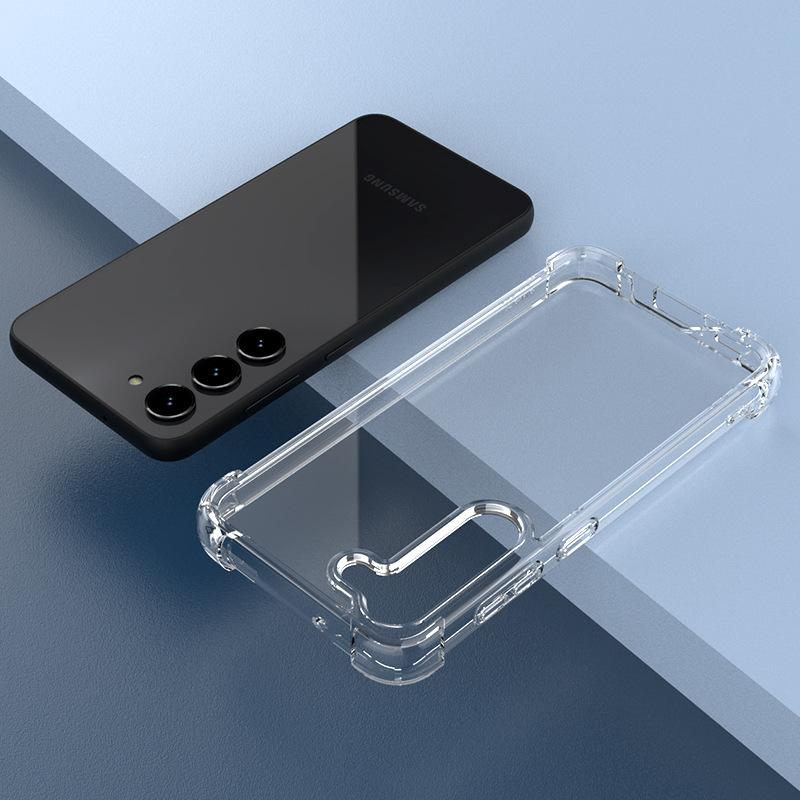 Гибридный противоударный чехол из ПК+ТПУ для Samsung Galaxy S25 Edge S24 S23 S21 FE S22 Ultra Plus S25+ Прозрачная жесткая задняя крышка Мягкий чехол Galaxy S24 Ultra