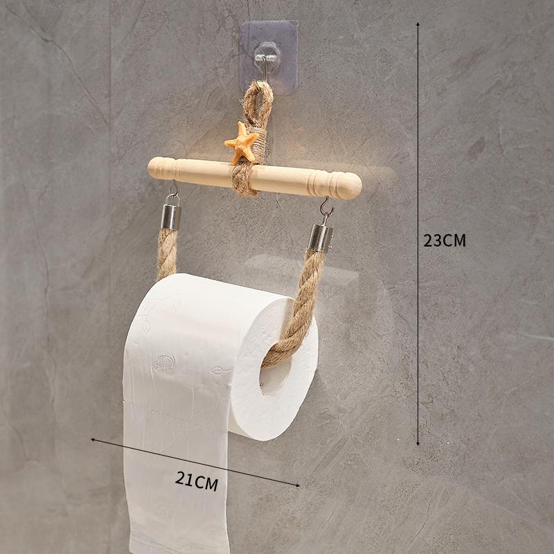 Mediterranean Hand-woven Japanese-style Roll Paper Rack Toilet Punch-free Toilet Tissue Holder Toilet Paper Rack Rack