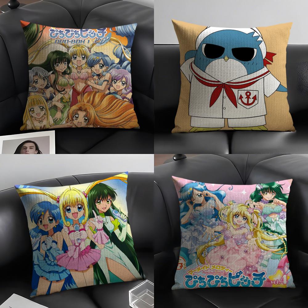 Comic Anime M-Mermaid Melody Pichi Pichi Pitch 5 Pillow Case Natural Linen Double-Sided Printing Sofa Home Decor Cushion Cover