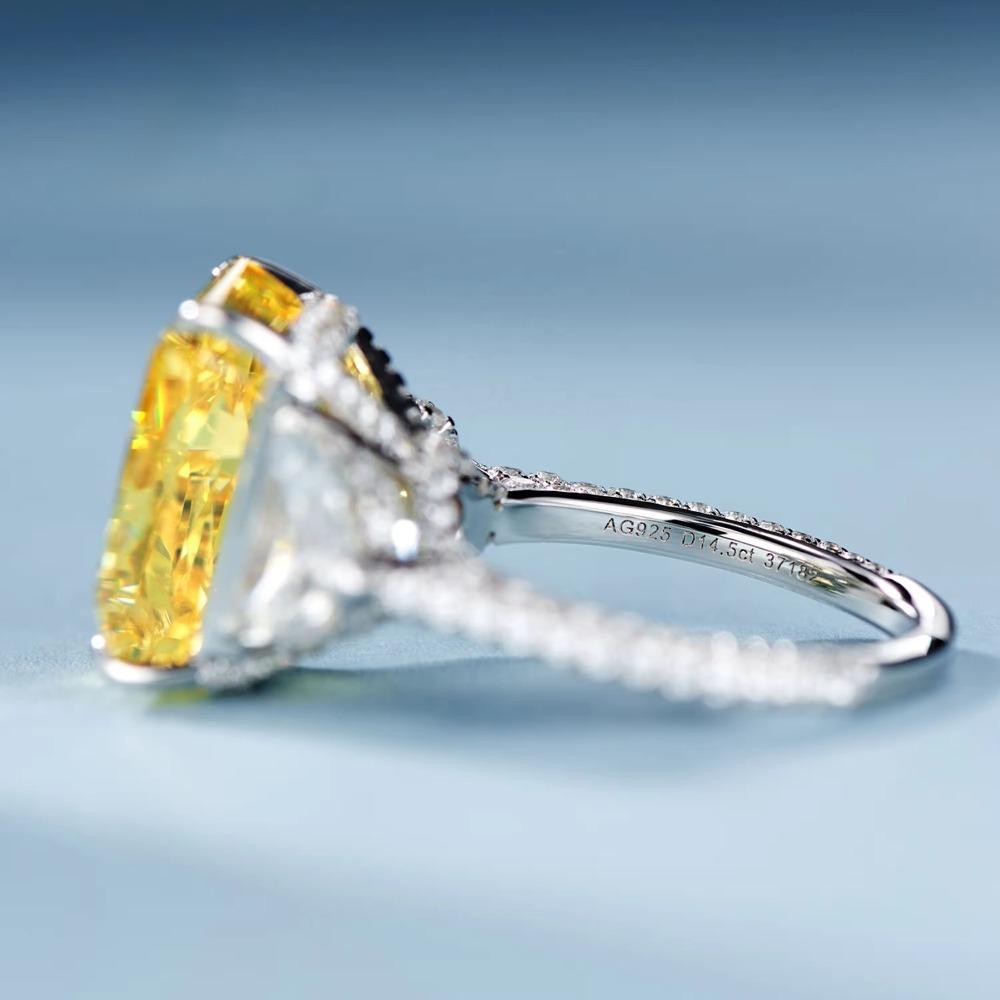 Luxusní žluté drahokamy CZ diamantové prsteny 925 stříbro rhodiované zirkonové jemné šperky prsten pro ženy