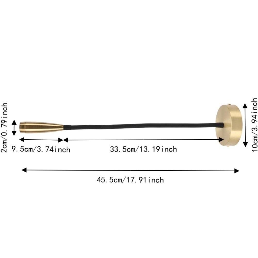 3W LED Reading Light Flexible Gooseneck Aluminum Reading Lamp Hard Wired Warm Light 3000K Wall Sconce Light Bedside