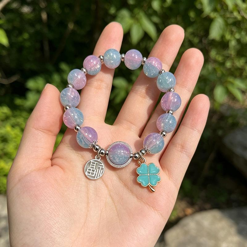 Summer Special Two-Tone Glass Beads Floral Bracelet – Luxurious & Soft Design for Women and Students