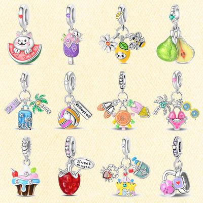 Copper Fashion Holiday Beach Watermelon Green Pear Charms Beads For 3Mm Bracelet Diy Fine Jewelry Gift Making