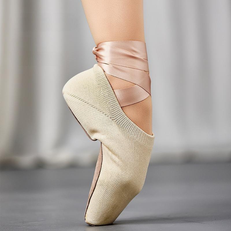 Damen Kinder Riemen Fliegendes Stricken Spitzenschuhe Erwachsene Atmungsaktive Gestrickte Tanzschuhe mit Schnürsenkeln Direktverkauf ab Werk
