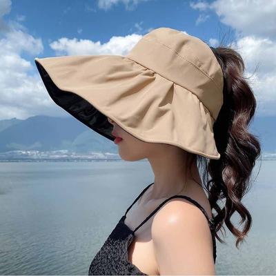 Korean Style Wide Brim Sun Hat Adjustable Size Foldable Bucket Hat Large Brim Lightweight Sunshade Hat Sun Protection