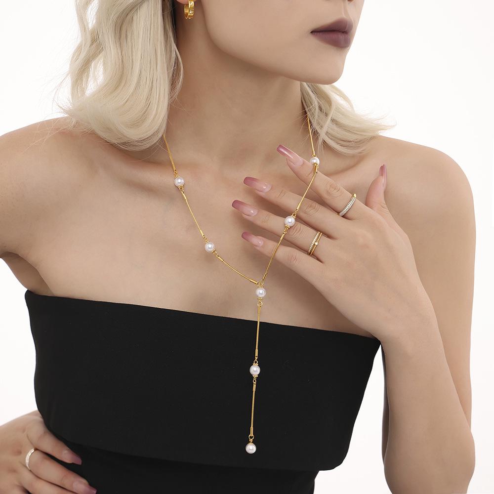 Cartilage Snake Bone Chain Pendant Necklace, 18k Gold Titanium Steel, Non-Fading Jewelry for Women