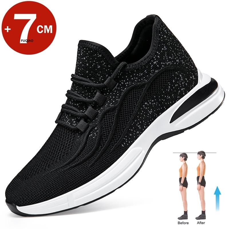 

Summer Men Elevator Shoes Breathable Mesh Height Increase Sneakers Men Shoes Inner Length 7cm Outdoor Leisure White Taller Shoes 37 черный серый