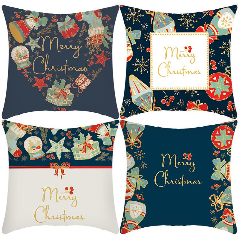 

New Christmas Elk Santa Egg Decorative Print Pillow Home Sofa Cushion Cover 45 * 45Cm pillowcase
