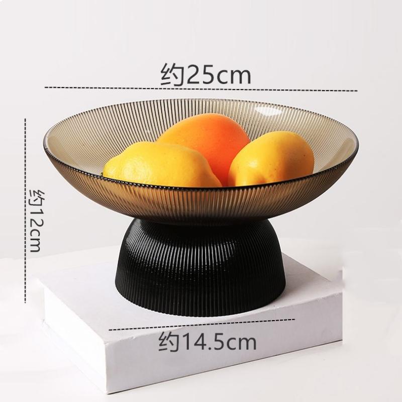 Assiette à Fruits en Verre Rayé Créative Assiette à Dessert Bol à Salade d'Avoine Décoration de Salon Assiette de Rangement Transparente pour Bonbons et Noix Décor
