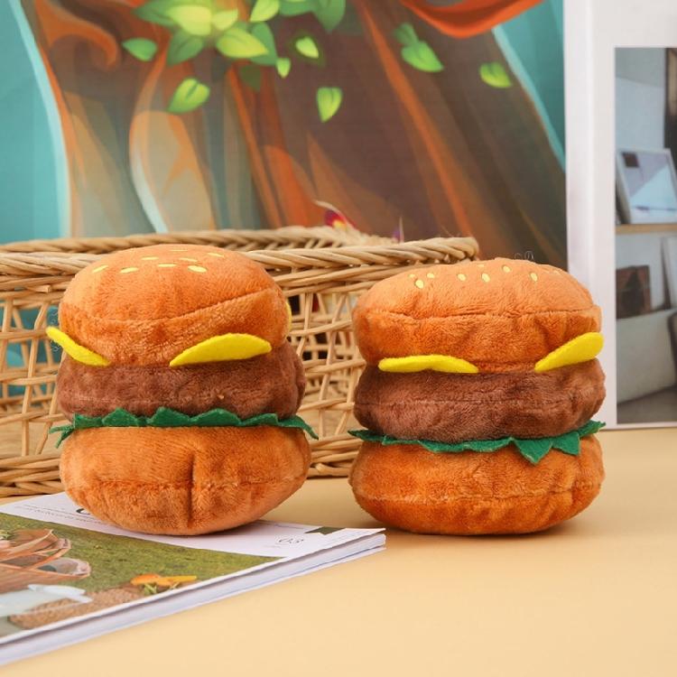 Dogs Chew Toy Pet Cats Squeak Toy Plush Toy Hamburger Boredom Dogs Chewing Toy