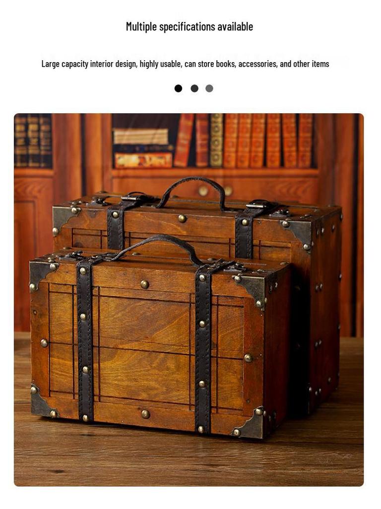 Vintage Distressed Wooden Suitcase Storage Box - Antique Style Photography Prop & Decoration