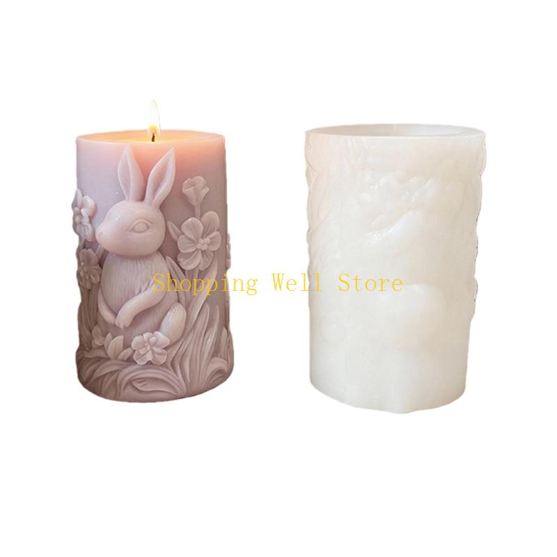 KX4B Hare Embossed Cylinder Silicone Mould Multipurpose Silicone Mold For Handmade Soap Chocolate Baking Tool