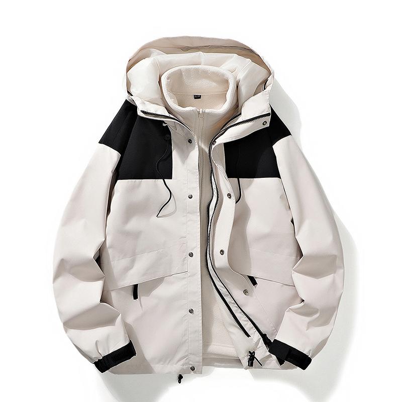 Autumn and Winter Couple Outdoor Activity Water Resistant Jacket Three-in-one Travel Camping Polar Fleece Liner Removable Jacket for Men