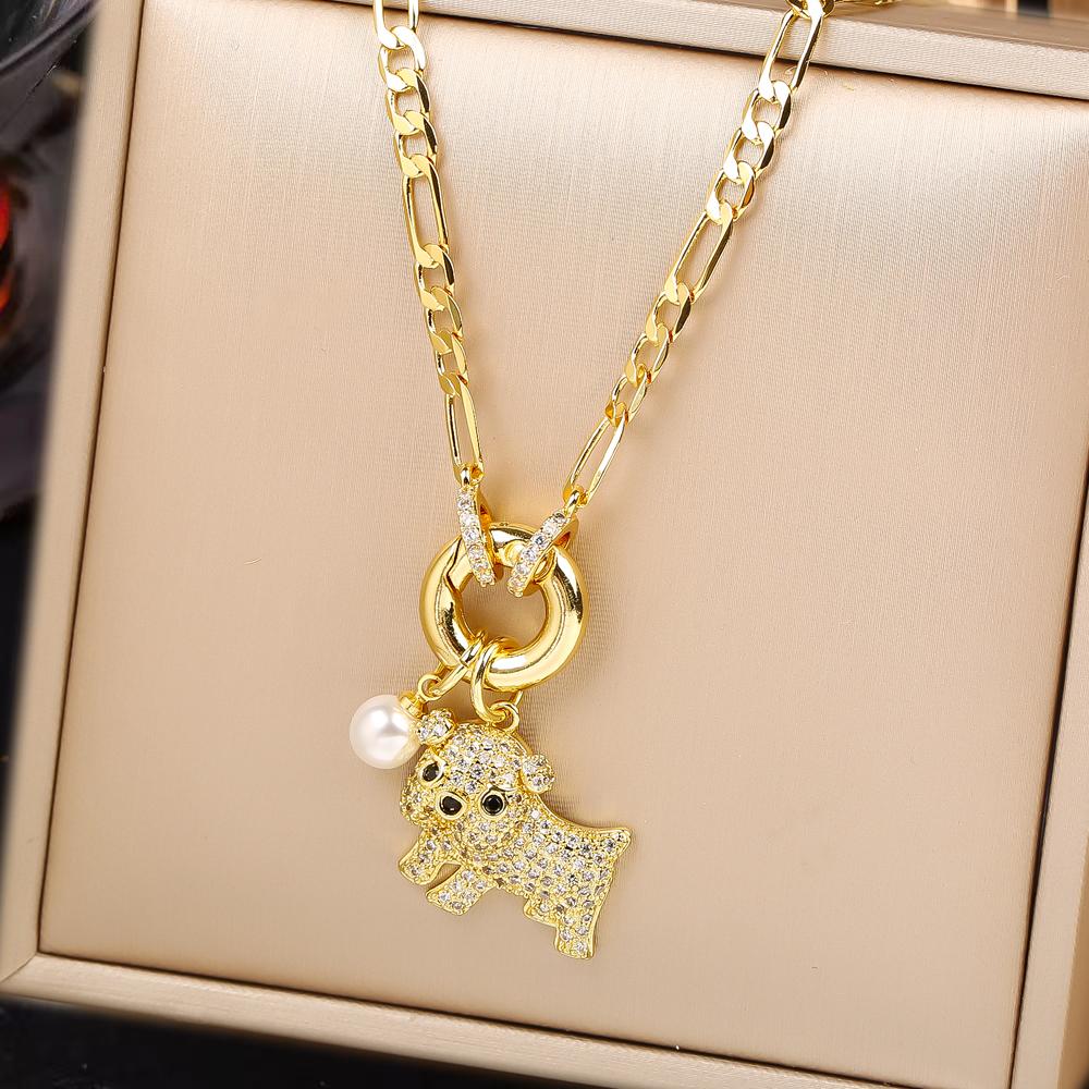 Shiny Zirconia Leopard Snake Fox Puppy Animal Pendant Necklace  For Woman Party Clavicle Chain Aesthetic Jewelry Female