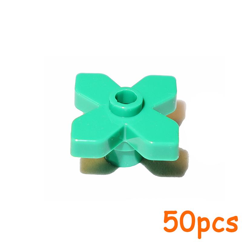 Non-Toxic 50Pcs Plants Accessories 2X2 Rounded Flower Moc City Pine Tree Branch Bush Grass Building Bricks 4727 4728
