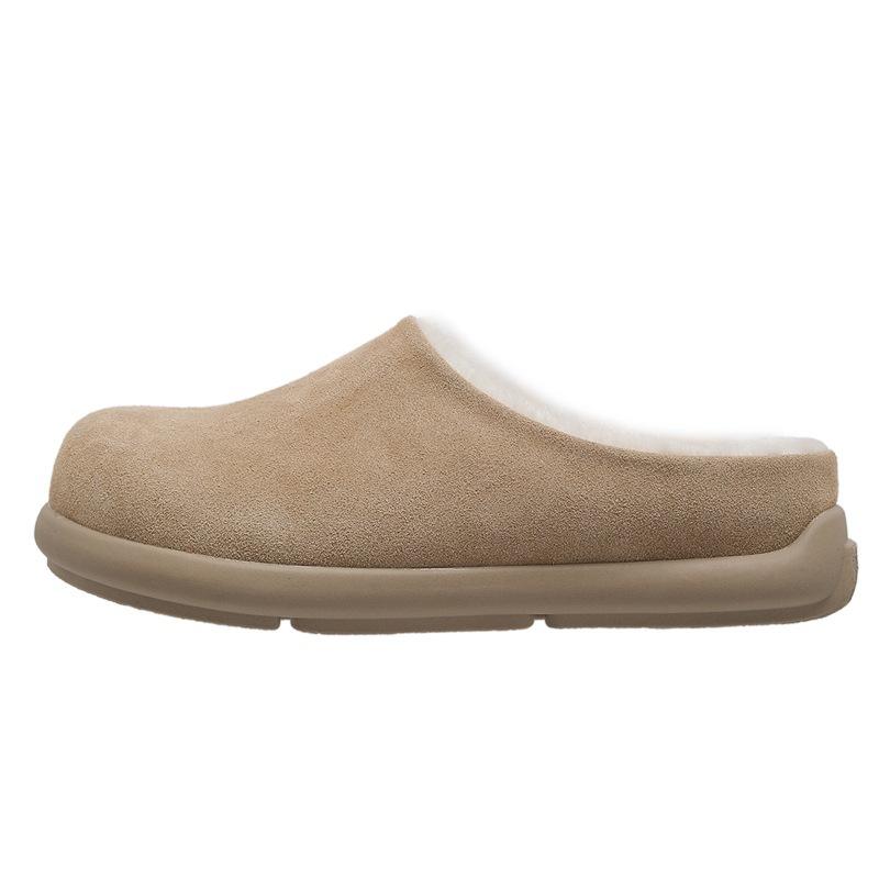 

Plush plush shoes women s new winter outer wear warm one pedal half slippers autumn and winter cotton shoes 35 хакі