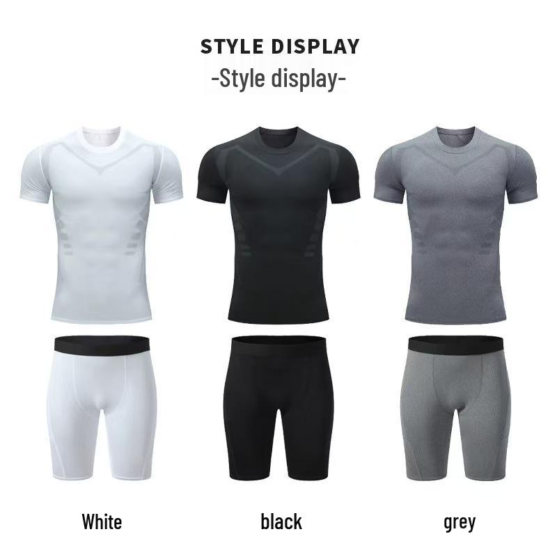 Men's Summer Fitness Set: Breathable Elastic T-shirt & High-Elastic Sports Shorts