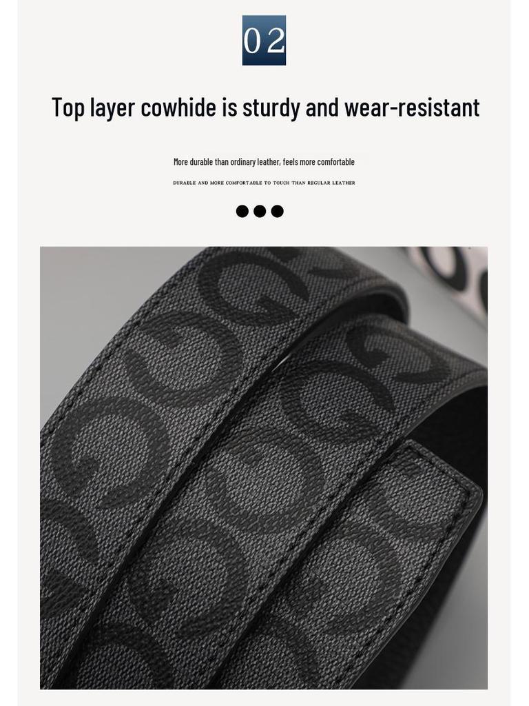 Men's Casual Patchwork Faux Leather Waist Belt with Letter Pattern
