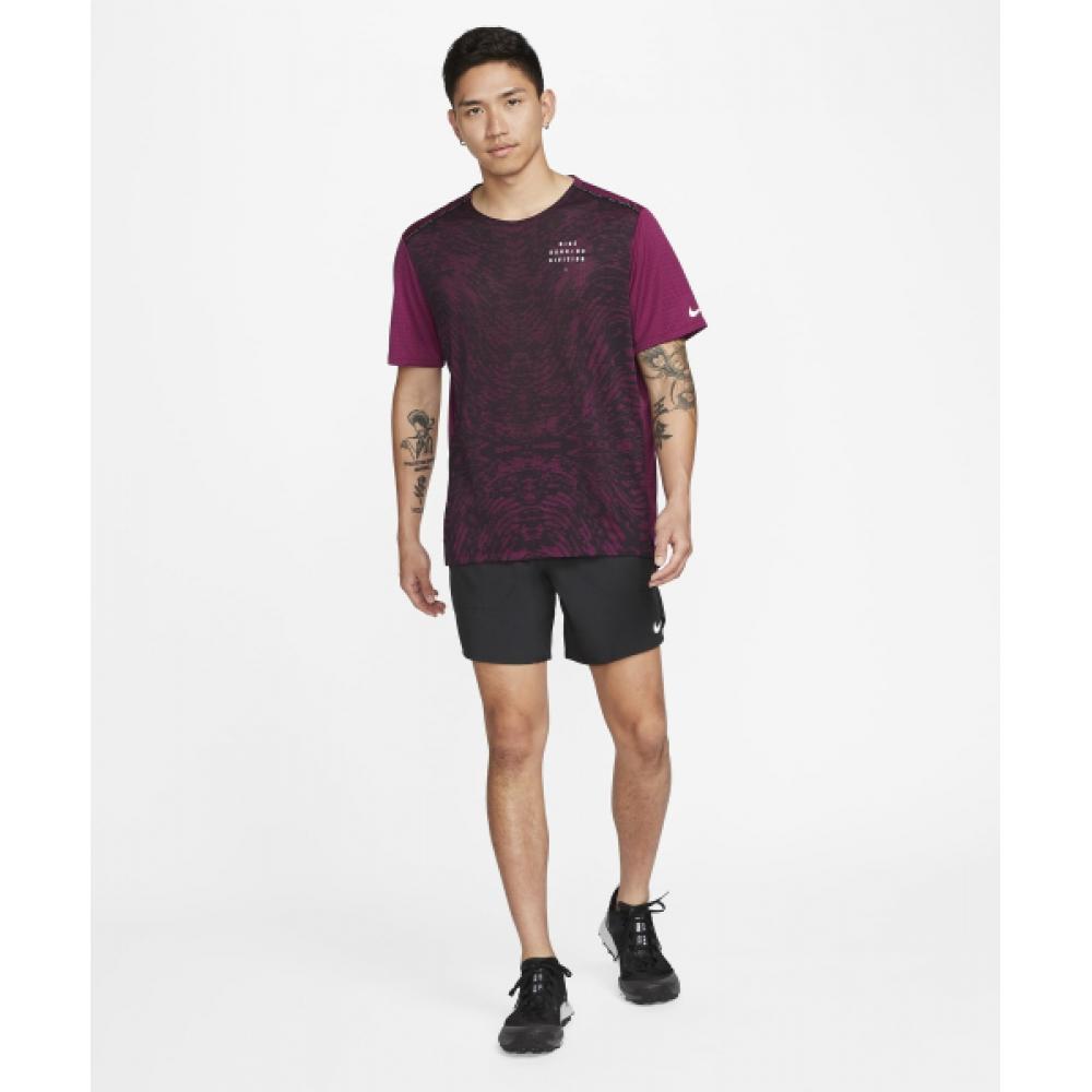 Nike Dry Fit Striped 7 Inch Brief Lined Running Shorts M   Black dM4762 010