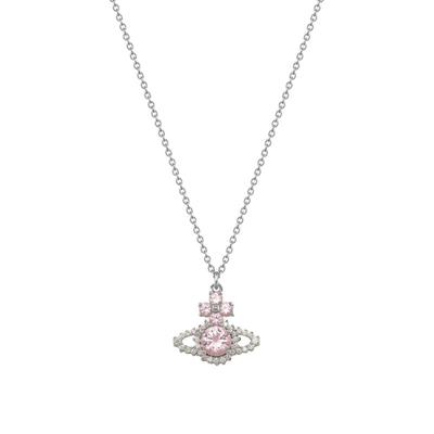 Valentina Saturn Pendant Necklace Unisex Necklace Silver Pink-Diamond 63020118-02P271
