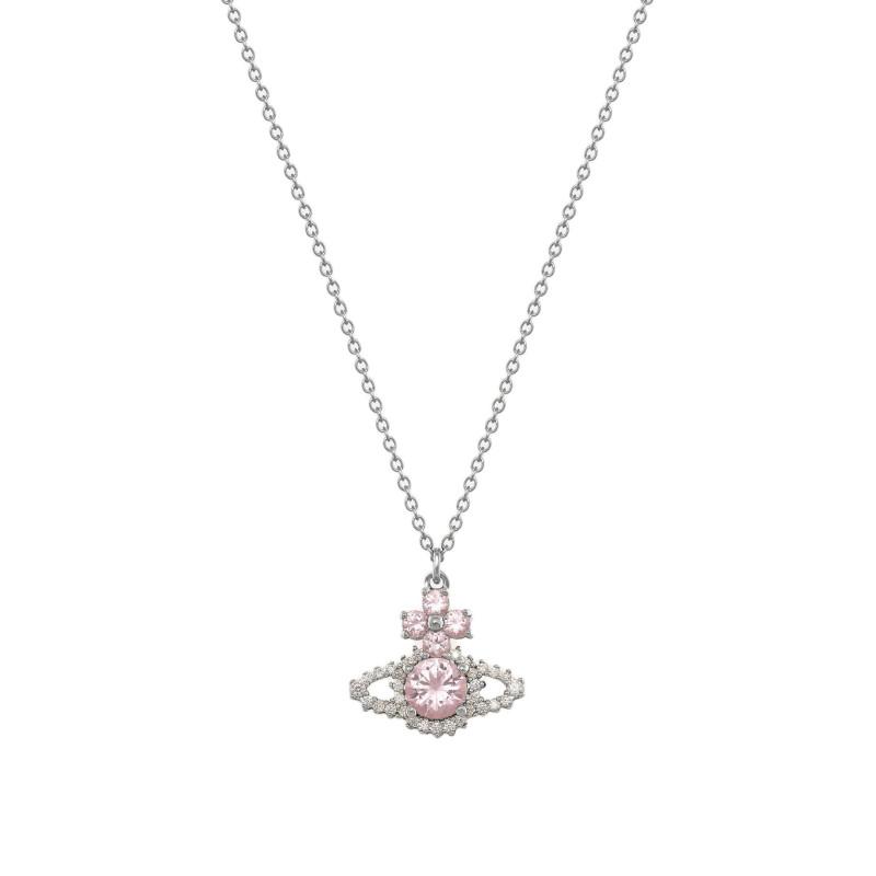 

Vivienne Westwood Valentina Saturn Pendant Necklace Unisex necklace Silver Pink-Diamond 63020118-02P271 Basic Packaging-Dust Bag+Box