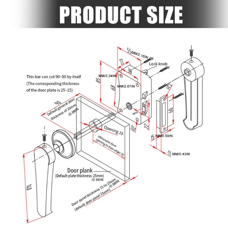 Reversible Access Bathroom Security Door Lock For Motorhome Marine Toilet Corrosion Proof Metal Construction