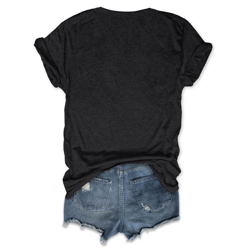 Short-Sleeve T-Shirt with Letter Print Kitten Pattern, Printed Short Sleeves, Stylish and Comfortable, European Size Blouse