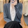 Color Matching Fake Short-sleeved Two-piece Long-sleeved Cardigan Sweater Temperament Loose Age-reducing Top