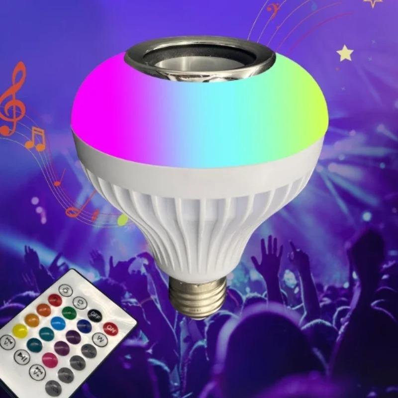 

Светодиодная музыкальная лампочка со встроенным Bluetooth-динамиком, беспроводная умная лампочка с пультом дистанционного управления, динамик с изменяющимся цветом RGB WhiteRGBWithRemoteControl