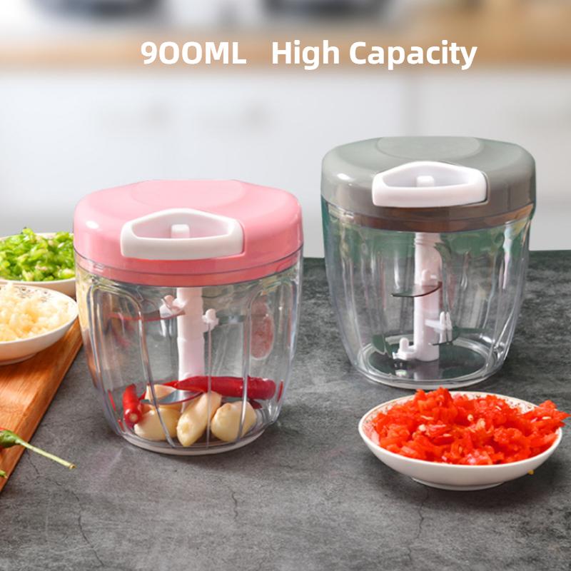 Multifunktions-Knoblauchmühle, 900 ml, manueller Knoblauchstampfer, Lebensmittel- und Gemüseschneider, Fleischwölfe, Küchenhelfer