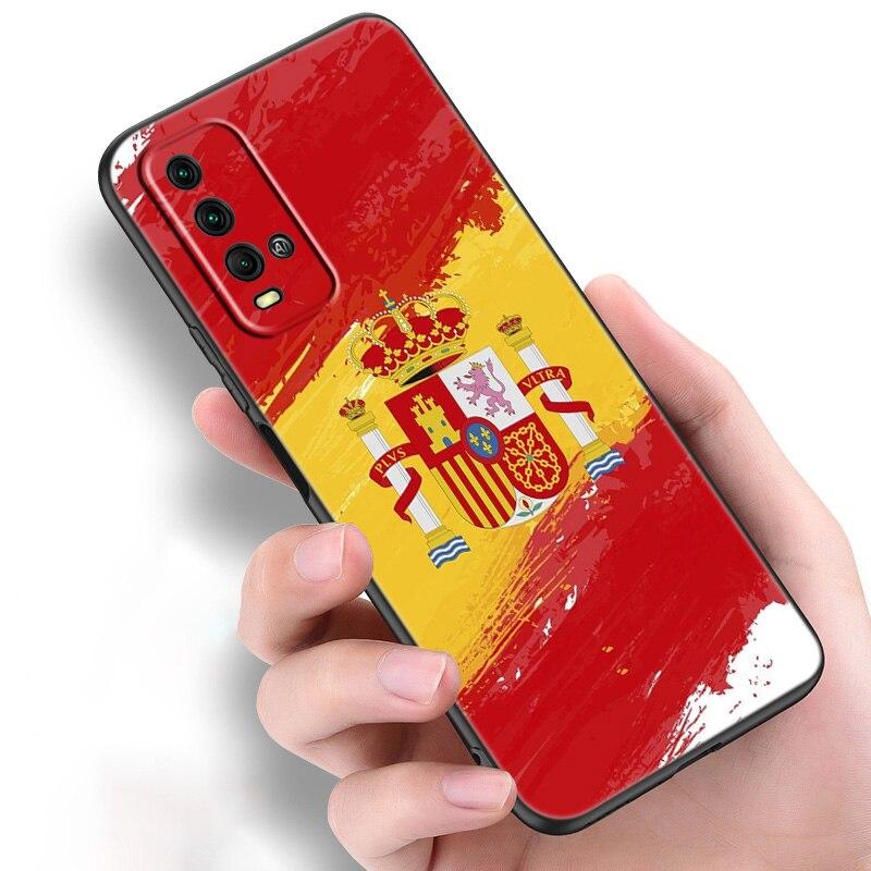 Hiszpania herb flaga silikonowy futerał na telefon dla Xiaomi Redmi Note 11 10 9 8 Pro 11T 10T 10S 9S 8T 9 9A 9C 9T czarna okładka Coque