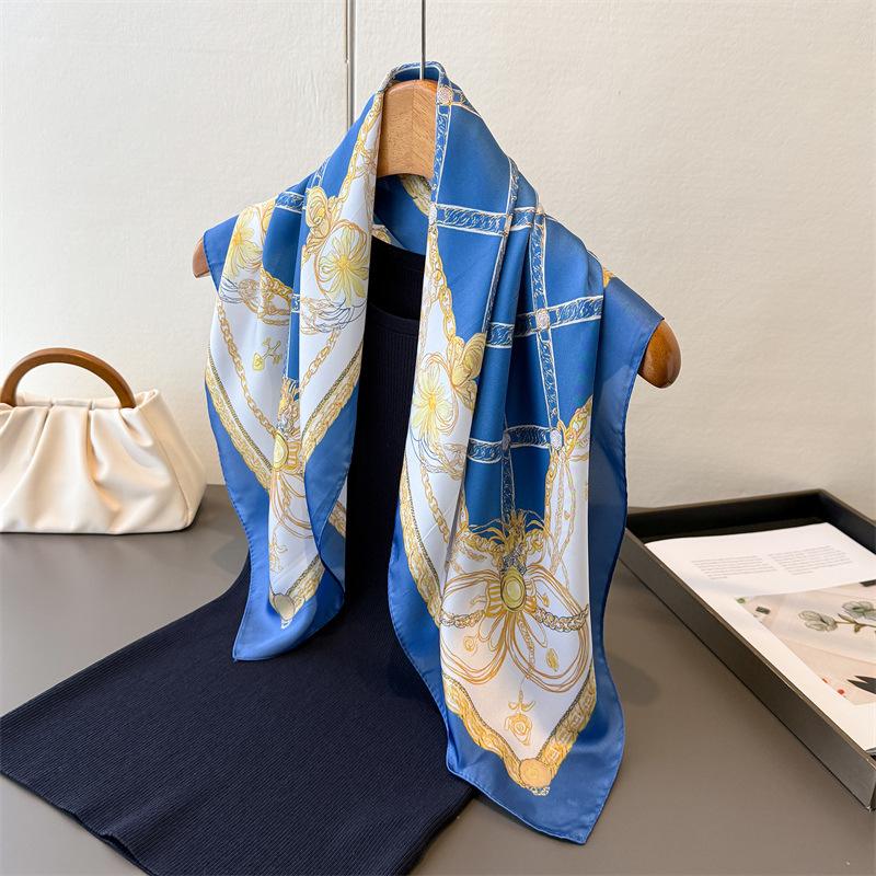 Luxury Design Print Silk Head Scarf For Women Square Hijab Soft Neck Tie Female Fashion Decorate Silk Headscarf Kerchief