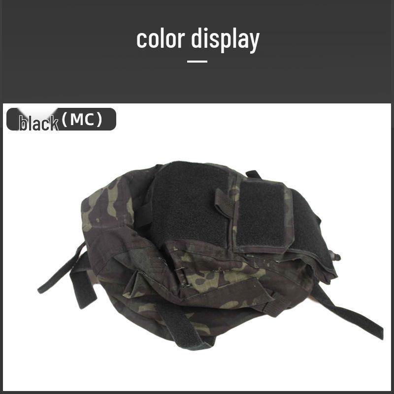 MICH2000 Tactical Helmet Cover with CP Camouflage & Black MC Mickey Counterweight Accessory Pouch