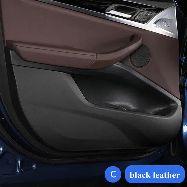 4PCS For BMW X1 X3 X5 X6 X7 F48 F39 G01 G02 G05 F16 Leather Carbon Fiber Sticker Door Anti Kick Cover Protection Mat