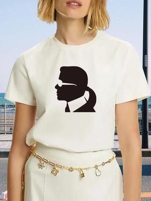 Czarno-biały damski T-shirt rekreacyjny modny z krótkim rękawem wysokiej jakości wygodny markowy T-shirt letnia odzież uliczna