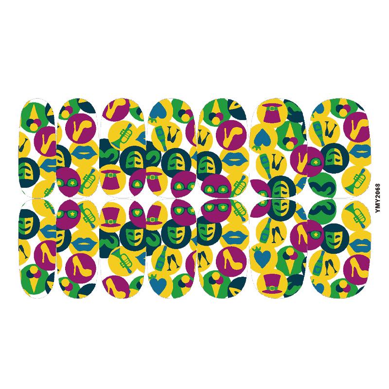 Waterproof Full Cover Party Nail Stickers - Colorful Designs (YMY2057-2072)