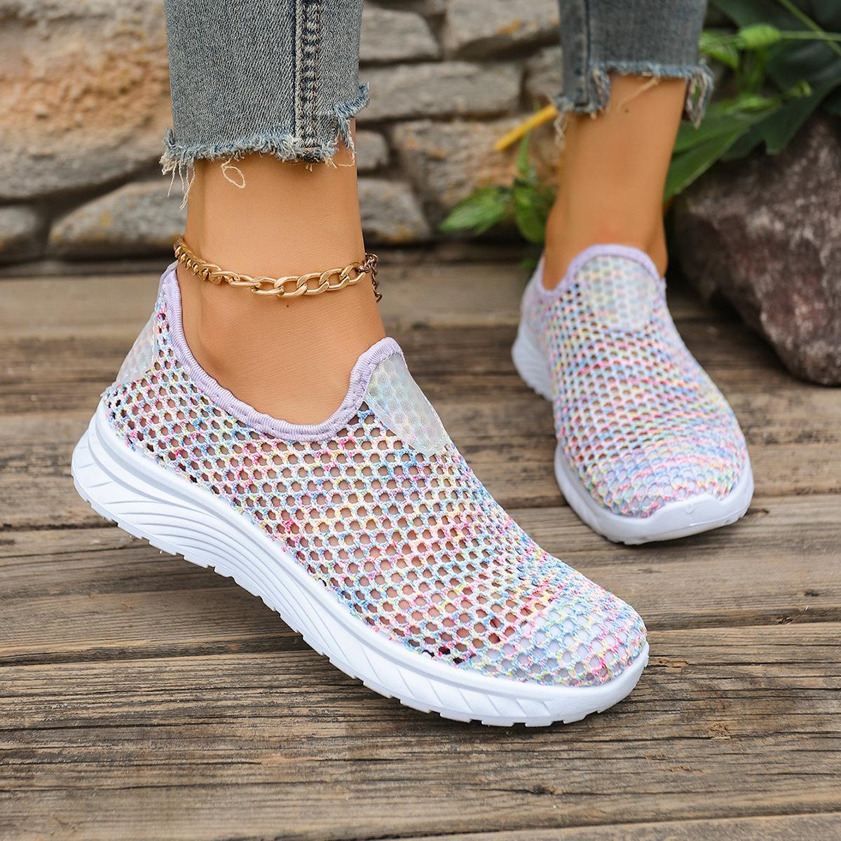 

Летняя дышащая сетчатая обувь для спорта и отдыха, тонкая обувь из ткани с полыми отверстиями, обувь-одноножка фиолетовый