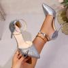 Sexy Sandals for Women Slides Pumps New Thin Super High Heels Shoes for Women Bling Shine Crystal Pointed Toe Summer Sandals