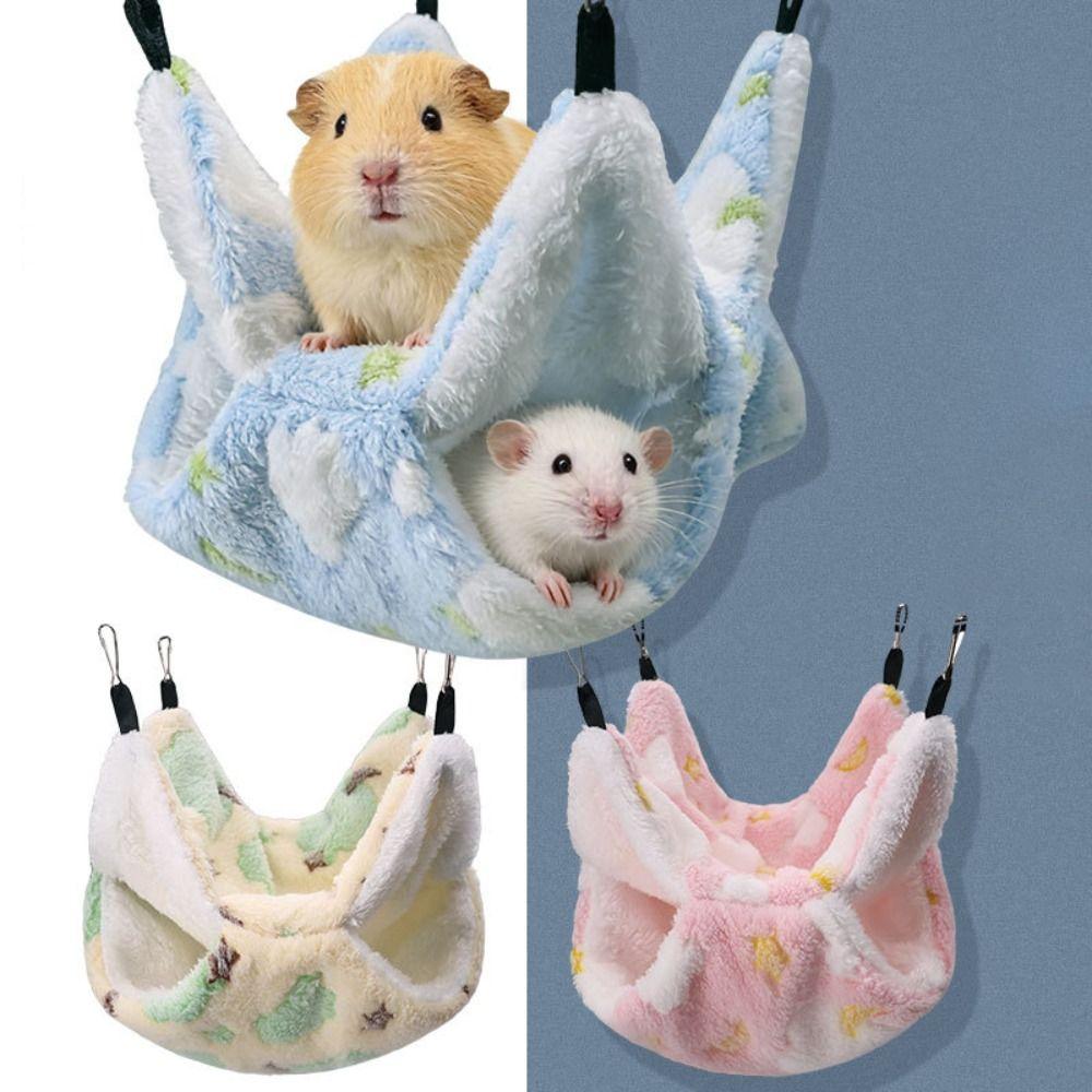 Soft Plush Guinea Pig Hammock Double Layer PET Sleeping Pouch Premium Hanging Warm Bed  Climbing