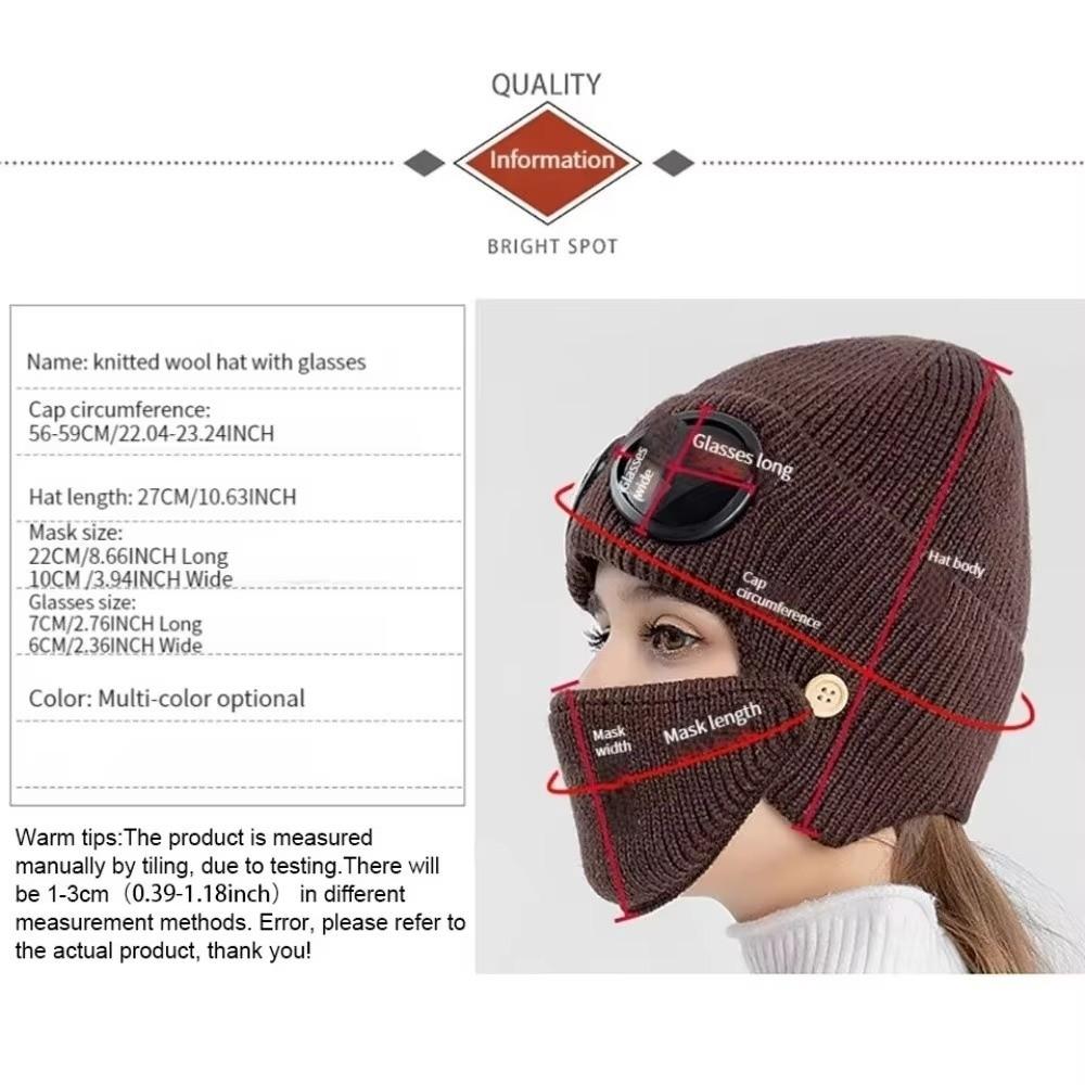 Fleece Lined Knitted Winter Hat Woolen Warm Hat With Mask Warm Woolen Hat  Cold Weather