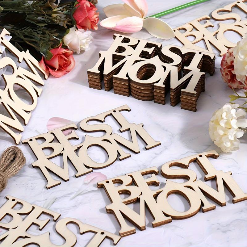 10PcsWooden Crafts Mother's or Father's Day Gift Decoration Hangs for Wall Door Holiday Family Surprise Birthday Party Ornaments