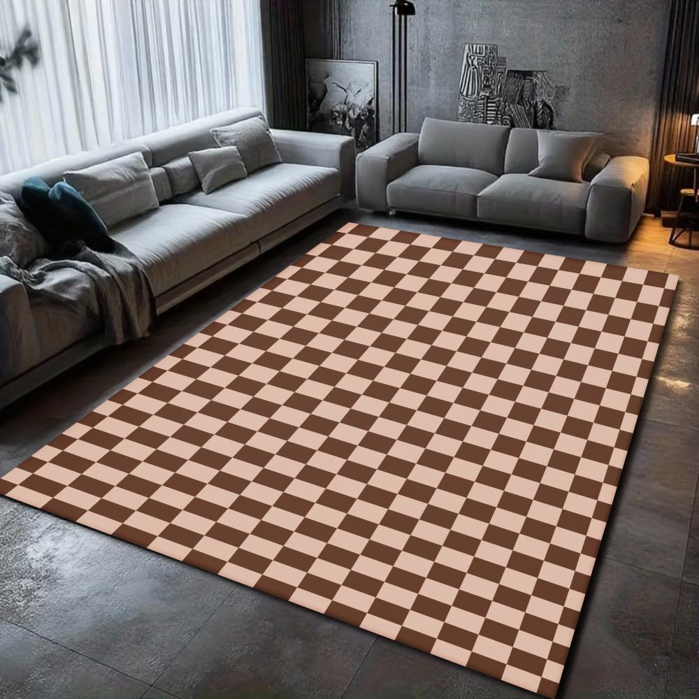 6x9 Zwart-wit geblokt tapijt Antislip Wasbaar Laagpolig Vlekbestendig Vloerkleed voor Woonkamer Slaapkamer 40x60cm