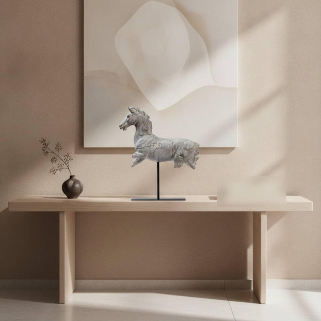 Horse Sculpture with Stand Resin Tabletop Statue Running for Console Table