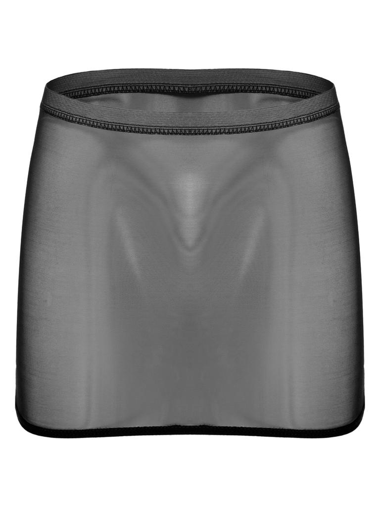 Dámská průsvitná jednobarevná mini sukně Elastický pas Pružná Nízký pas Noční klub Párty sukně