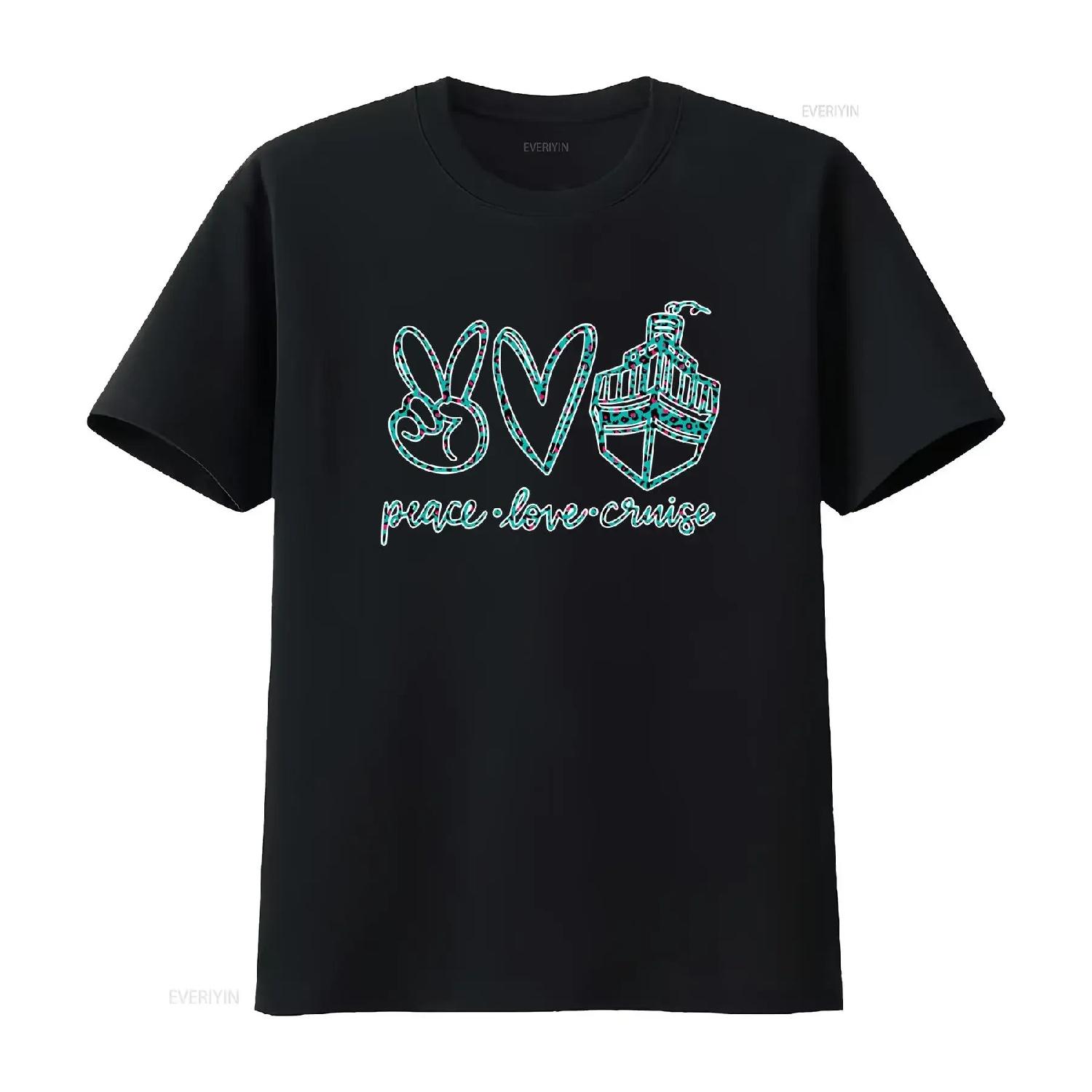

Peace Love Cruise T Shirt Cute for vintage Washed homme Versatile Comfortable Top For Everyday Wear Casual Stylish Unisex S чёрный
